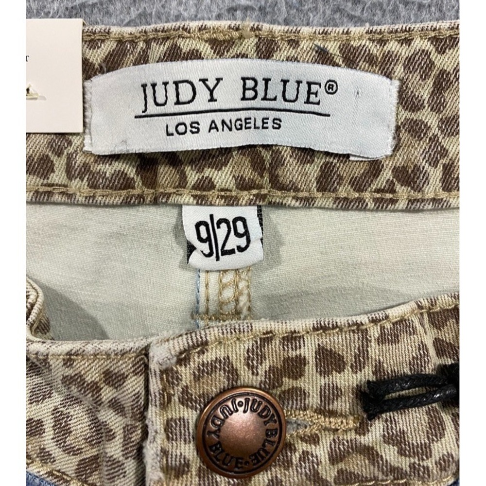 Judy Blue Slim Fit‎ Jeans Women's Size 9/29 Blue Cheetah Camo High Rise Med Wash - Picture 3 of 14